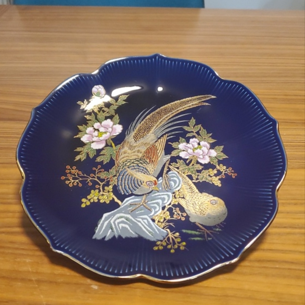 Cobalt Blue Pheasant Plate By Cobalt Heritage Made In Japan, Boho Kitchen 7-3/4"